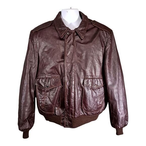Grais Leather Jacket Bomber Nappa Leather Lined Brown Men's 60 Long Vintage USA - Picture 1 of 4